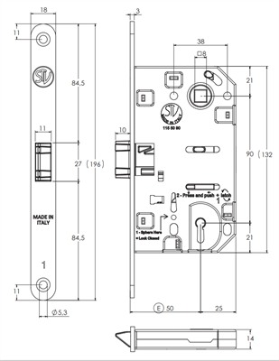 SERRATURA MEDIUM CROMO SATINATA E 50