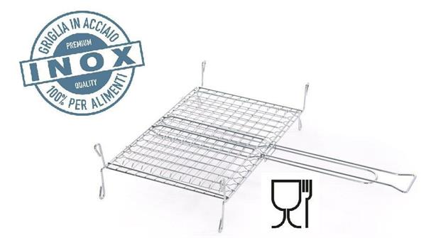GRATICOLA ACCIAIO INOX CON PIEDINI CM.35X40