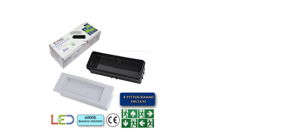 LAMPADA EMERGENZA A LED 3.8W 6000°K AUTONOMIA 12 ORE