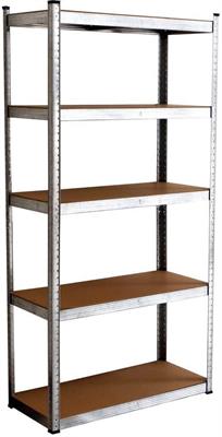 SCAFFALE ZINCATO 5 PIANI LEGNO 90X40X180H 175 KG A RIPIANO