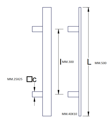 MANIGLIONE INOX 304 SATINATO MM.500 ATTACCHI COMPRESI